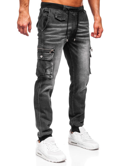 Uomo Joggers cargo in denim Nero Bolf MP0108N