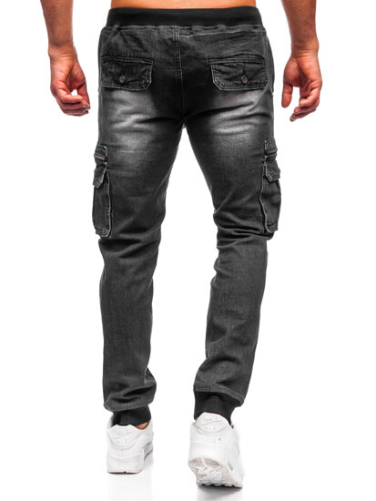 Uomo Joggers cargo in denim Nero Bolf MP0108N