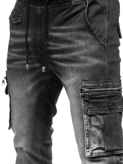 Uomo Joggers cargo in denim Nero Bolf MP0108N