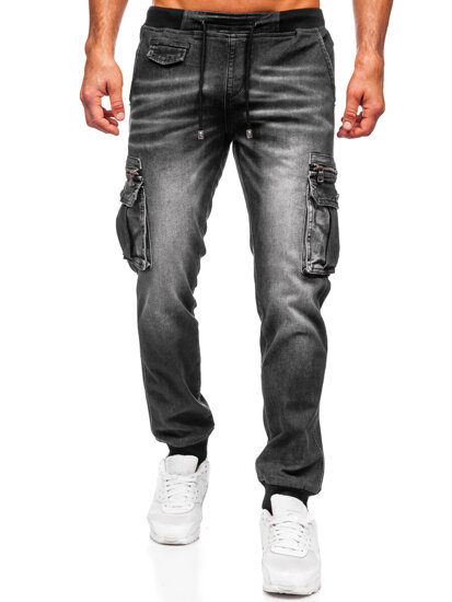 Uomo Joggers cargo in denim Nero Bolf MP0108N