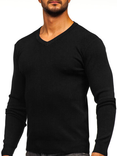 Uomo Maglione con scollo a V Nero Bolf H2405