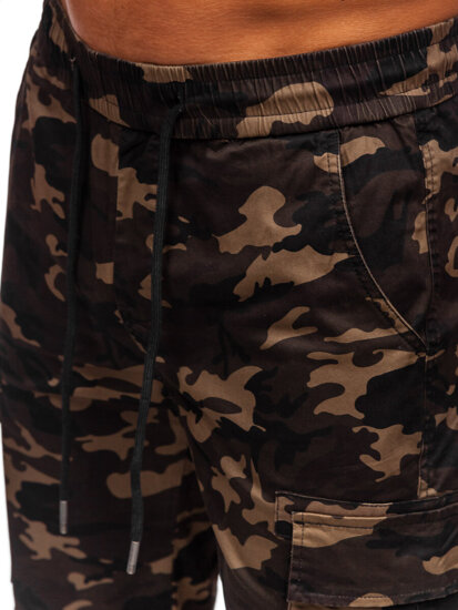 Uomo Pantaloncini cargo mimetici Khaki Bolf A-297