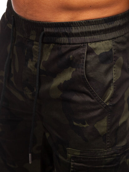 Uomo Pantaloncini cargo mimetici Verde scuro Bolf A-296