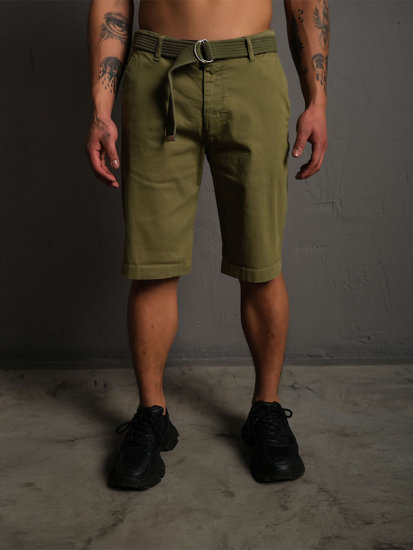 Uomo Pantaloncini con cintura Khaki Bolf 0010