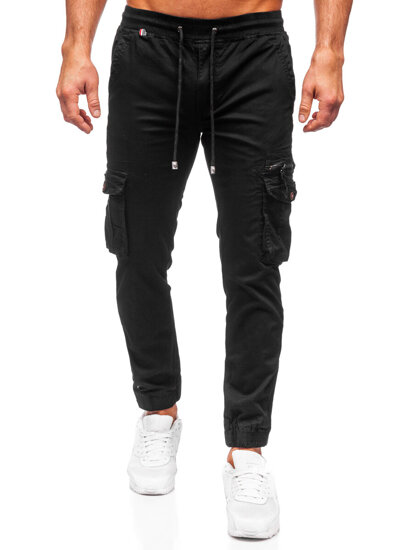 Uomo Pantaloni cargo jogger Nero Bolf MP0201N