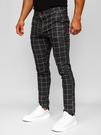 Uomo Pantaloni chino a quadri Antracite Bolf 0050