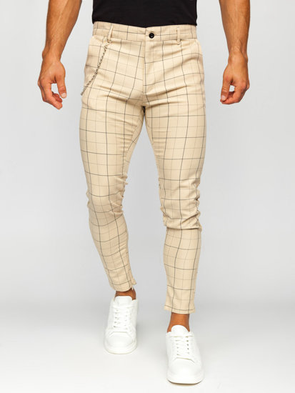 Uomo Pantaloni chino a quadri Beige Bolf 0060