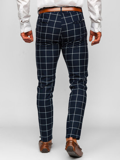 Uomo Pantaloni chino a quadri Blu inchiostro Bolf 0050