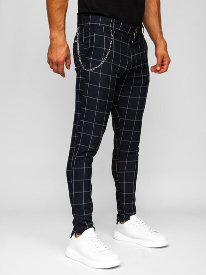 Uomo Pantaloni chino a quadri Blu inchiostro Bolf 0061