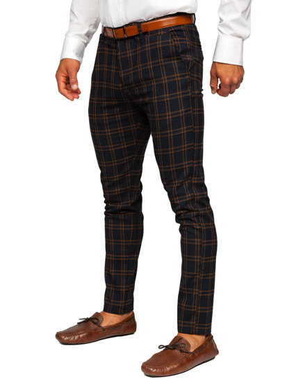 Uomo Pantaloni chino a quadri Blu scuro Bolf 0049