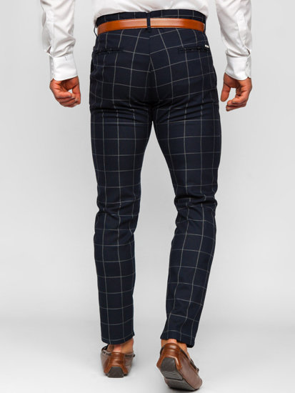 Uomo Pantaloni chino a quadri Blu scuro Bolf 0050