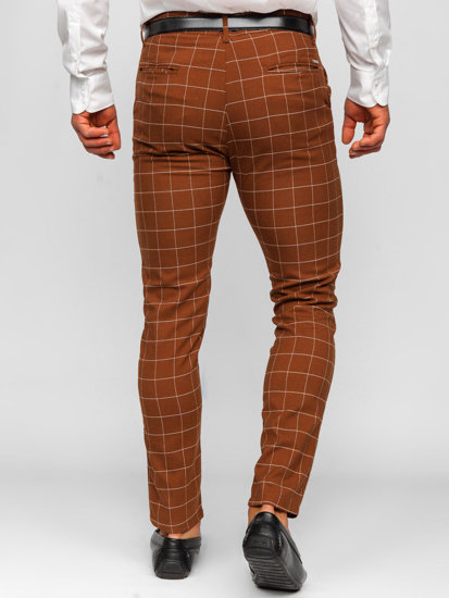 Uomo Pantaloni chino a quadri Marrone Bolf 0047