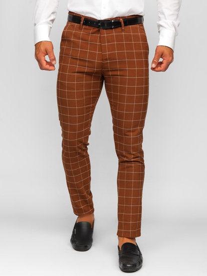 Uomo Pantaloni chino a quadri Marrone Bolf 0047