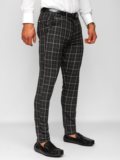 Uomo Pantaloni chino a quadri Nero Bolf 0032