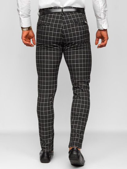 Uomo Pantaloni chino a quadri Nero Bolf 0035