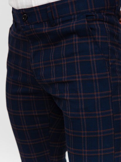 Uomo Pantaloni eleganti a quadri Blu scuro Bolf 184170