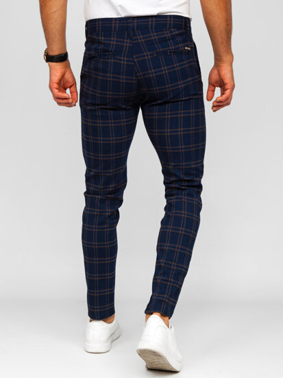 Uomo Pantaloni eleganti a quadri Blu scuro Bolf 184189