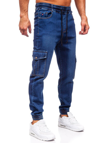 Uomo Pantaloni in jeans cargo jogger blu scuro Bolf 8101