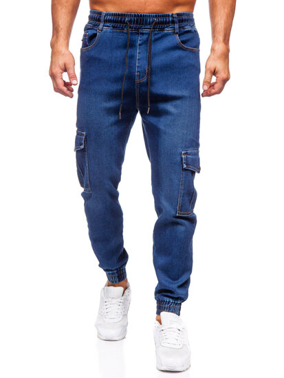 Uomo Pantaloni in jeans cargo jogger blu scuro Bolf 8101