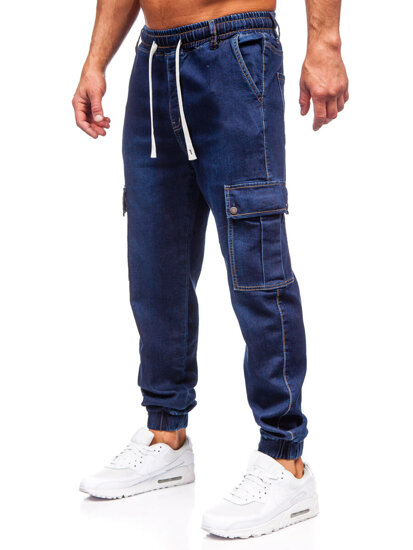 Uomo Pantaloni in jeans cargo jogger blu scuro Bolf 8113