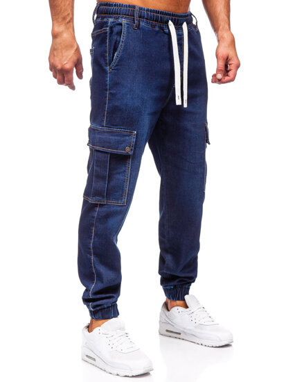 Uomo Pantaloni in jeans cargo jogger blu scuro Bolf 8113