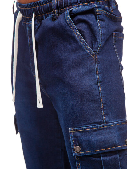 Uomo Pantaloni in jeans cargo jogger blu scuro Bolf 8113