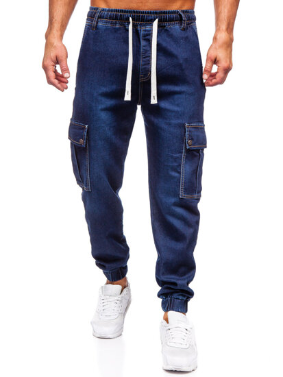 Uomo Pantaloni in jeans cargo jogger blu scuro Bolf 8113