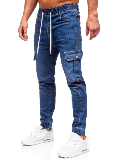 Uomo Pantaloni in jeans cargo jogger blu scuro Bolf 8118