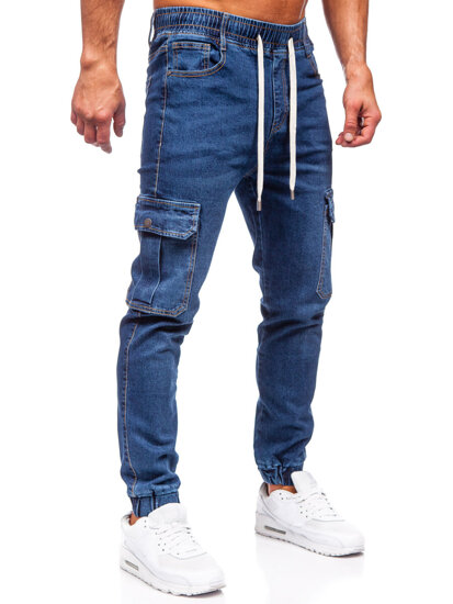 Uomo Pantaloni in jeans cargo jogger blu scuro Bolf 8118