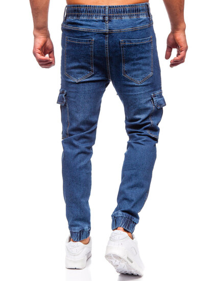 Uomo Pantaloni in jeans cargo jogger blu scuro Bolf 8118