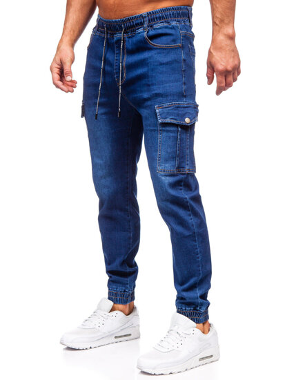 Uomo Pantaloni in jeans cargo jogger blu scuro Bolf 8123