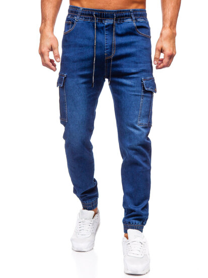 Uomo Pantaloni in jeans cargo jogger blu scuro Bolf 8123