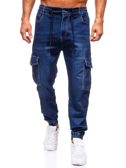 Uomo Pantaloni in jeans cargo jogger blu scuro Bolf 8132