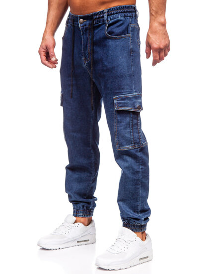 Uomo Pantaloni in jeans cargo jogger blu scuro Bolf 8133