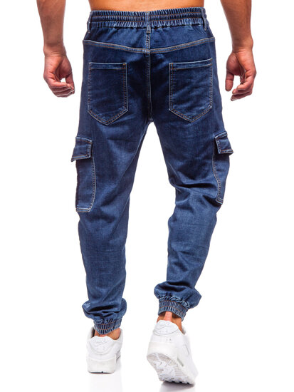 Uomo Pantaloni in jeans cargo jogger blu scuro Bolf 8133