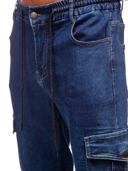 Uomo Pantaloni in jeans cargo jogger blu scuro Bolf 8133