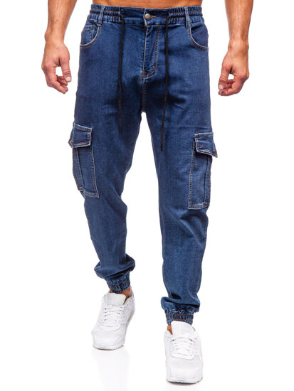 Uomo Pantaloni in jeans cargo jogger blu scuro Bolf 8133