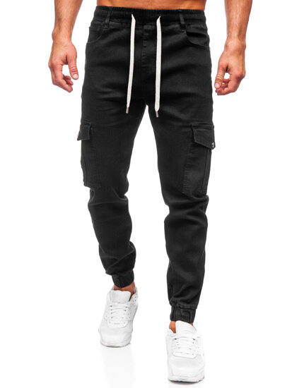 Uomo Pantaloni in jeans cargo jogger nero Bolf 8110