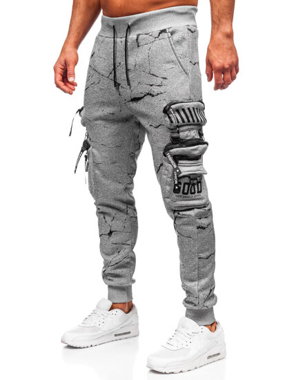 Uomo Pantaloni jogger cargo da tuta caldi Grigio Bolf HSS339