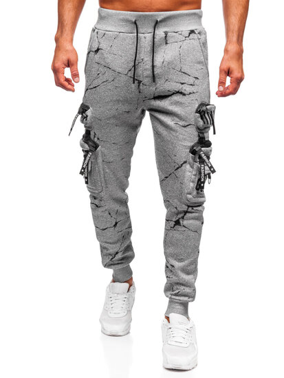 Uomo Pantaloni jogger cargo da tuta caldi Grigio Bolf HSS339