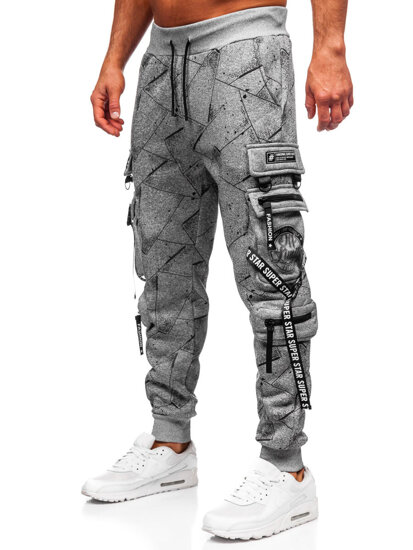 Uomo Pantaloni jogger cargo da tuta caldi Grigio Bolf HSS340