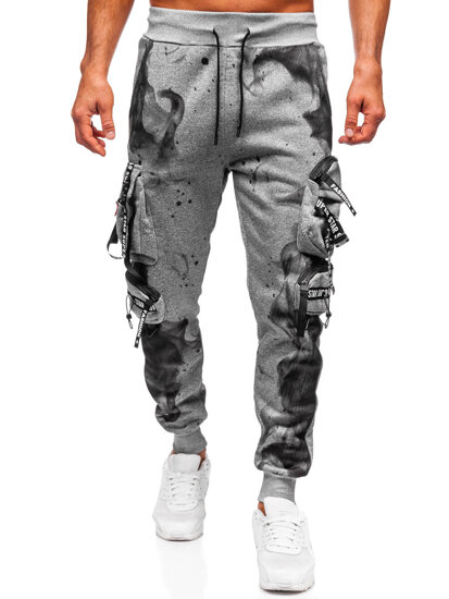 Uomo Pantaloni jogger cargo da tuta caldi Grigio Bolf HSS342