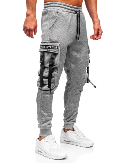 Uomo Pantaloni jogger cargo da tuta caldi Grigio Bolf HSS347