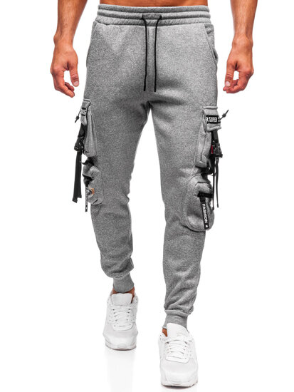 Uomo Pantaloni jogger cargo da tuta caldi Grigio Bolf HSS347