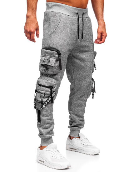 Uomo Pantaloni jogger cargo da tuta caldi Grigio Bolf HSS350