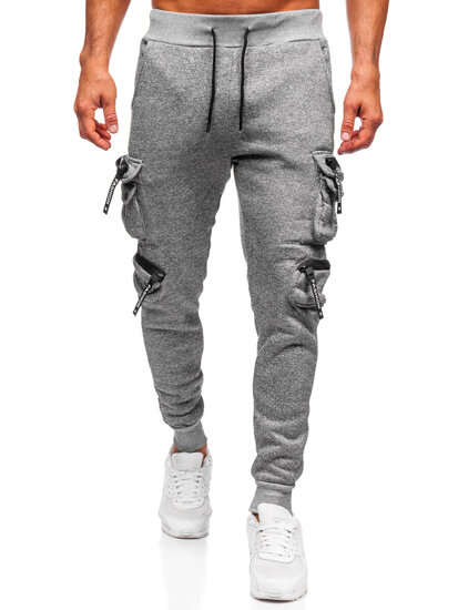 Uomo Pantaloni jogger cargo da tuta caldi Grigio Bolf HSS361