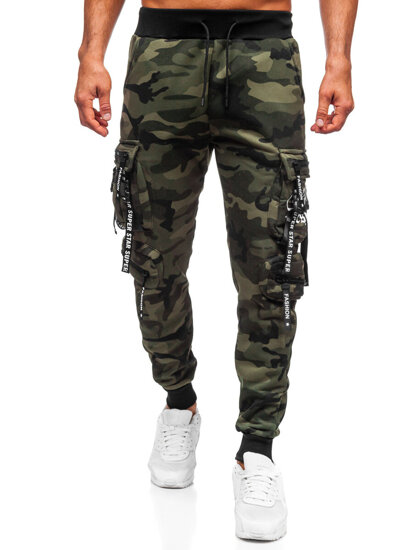 Uomo Pantaloni jogger cargo da tuta caldi Khaki Bolf HSS453