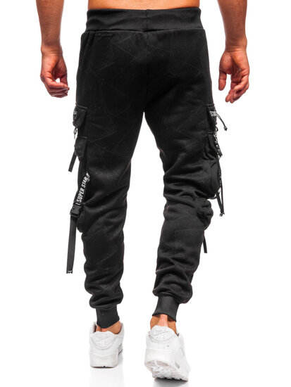 Uomo Pantaloni jogger cargo da tuta caldi Nero Bolf HSS340