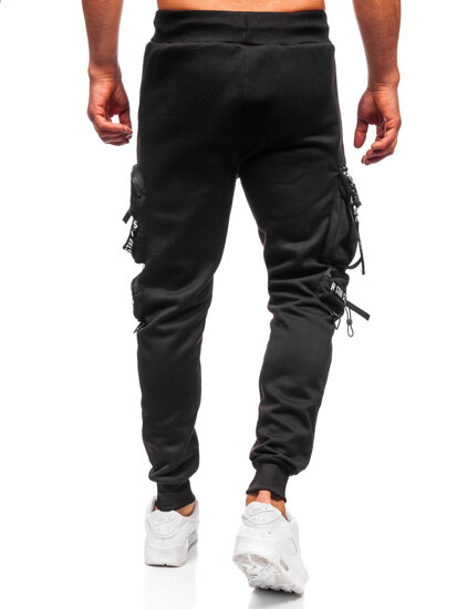 Uomo Pantaloni jogger cargo da tuta caldi Nero Bolf HSS342