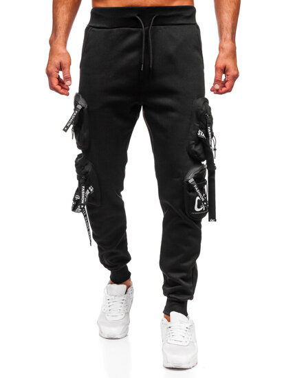 Uomo Pantaloni jogger cargo da tuta caldi Nero Bolf HSS350